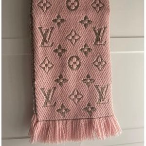 Louis Vuitton logomania pink wool scarf